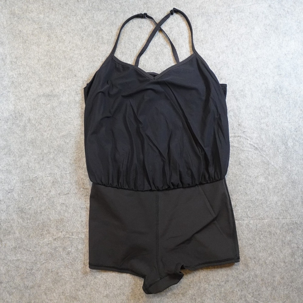 Lululemon Romper Women 8 Black Dance To Yoga Leotard Shorts  Racerback